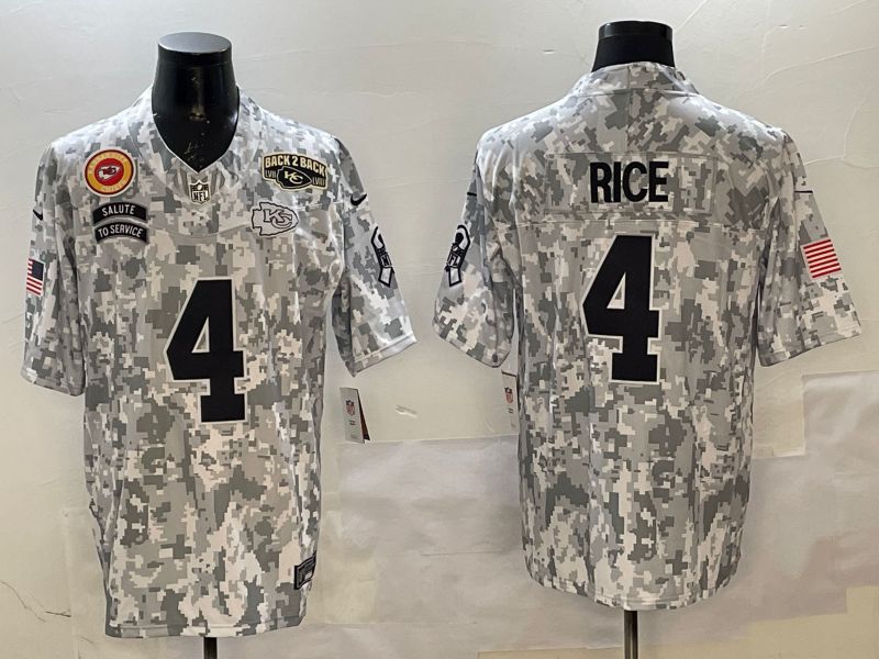 Men Kansas City Chiefs #4 Rice Camo 2025 Nike Salute to Service Limited NFL Jersey style 7